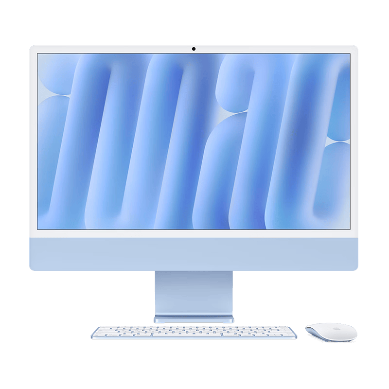 AppleAI电脑2024款iMac24英寸蓝色45K屏与AOC一体机对比评测：谁更胜一筹？(图1)